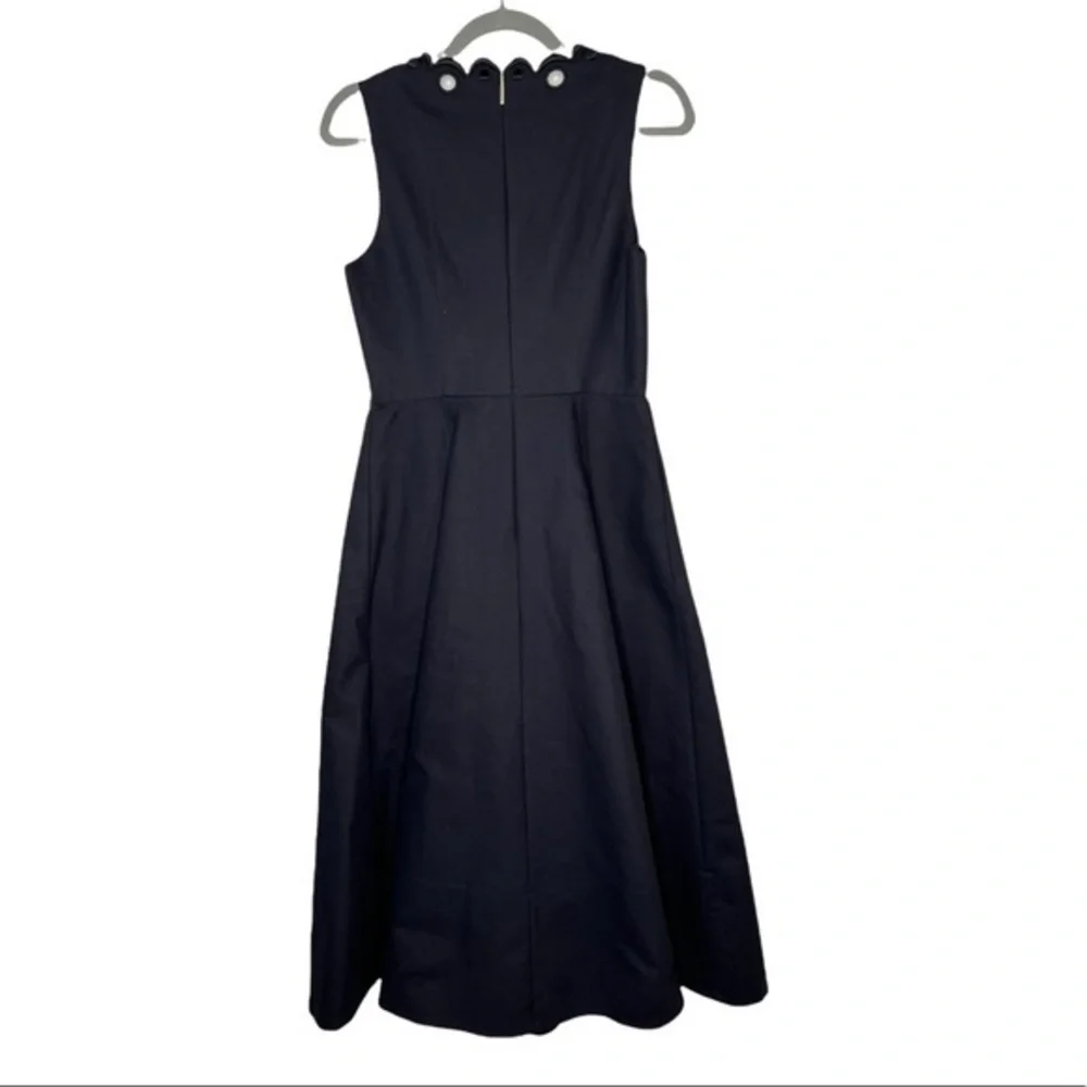 Kate Spade Scallop Cutout Trim Black Sleeveless Midi Dress Size 4 NWT